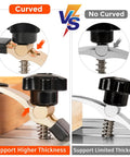 4 Piece Mini Hold Down Clamp Kit For CNC Routers Ideal For Woodworking And Metalworking Compatible With 3018 Series Machines Like 3018 Pro Max And 3018 Pro Ultra Compact 65mm Long 20mm Wide 62mm High Clamps That Grip Materials Up To 1.77 Inches showing curved vs no curved clamp support