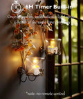 Wall-mounted glass holders with 12 Pack Flameless Tea Lights With Timer Auto On For 6 Hours, Off 18 Hours Everyday, Warm Glow