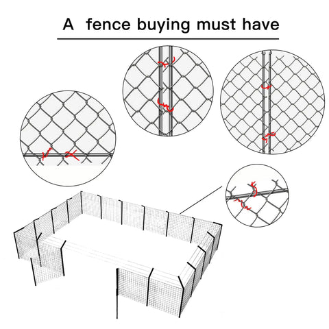 Diagram showing 100 Pack 8 Inch Aluminum Chain Link Fence Ties For 14 Gauge Wire Ideal For Garden Fences Dog Kennels Chicken Coops.