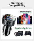 36W Dual USB Quick Charge 3.0 Car Charger Adapter For Smartphones universal compatibility with phones, cameras, and gaming controllers.