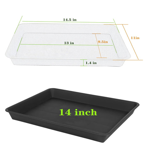 Plant Saucer And Seed Starter Tray For Indoors, 14 By 11 Inch Heavy Duty Plastic Propagation Saucers For Microgreens