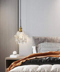 Vintage Plug In Pendant Light With Crystal Shade And 15 Ft Black Cord On Off Dimmer Switch Mini Chandelier Bedroom View