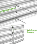 Close-up of reinforced screws and inner stabilizing bars on the 3 Pack 8x4x1 Ft Galvanized Metal Raised Garden Bed Kit Outdoor Planter Box.