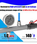 Pressure gauge on pneumatic fitting showing 1.0 MPa, part of 12 Pack Push To Connect Pneumatic Fittings Three Eighths Inch OD Tube To Three Eighths Inch NPT Thread Male Straight Quick Connect Air Line Hose Fittings Accessories For Air And Vacuum.