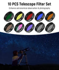 10 Pack 1.25 Inch Telescope Eyepiece Filter Set With Dope Planetary Color Filters Variable Polarizing UHC Lunar And Starglow