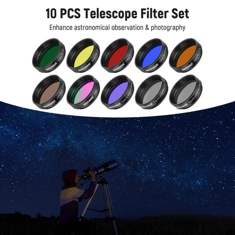 10 Pack 1.25 Inch Telescope Eyepiece Filter Set With Dope Planetary Color Filters Variable Polarizing UHC Lunar And Starglow
