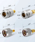 4 Pack SMA To N Type Coax Adapter Kit For Ham Radio, 5G And WiFi Antennas, SMA Male To Female Connectors, detailed view with dimensions