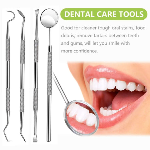 Pro At Home Dental Cleaning Kit with stainless steel dental pick and tartar remover for teeth scraping between gums to remove plaque