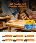 High-Output 6 1 2-Inch Cordless Circular Saw For Gnarly Cuts On Any 20V System battery compatibility with Dewalt displayed.
