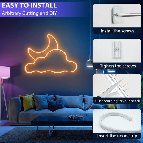50Ft RGB Neon Rope Lights With App Remote Waterproof IP65 Flexible LED Strip 24V Color Changing Lights for wall decor