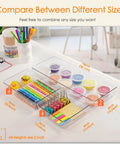 10 Piece Clear Drawer Organizer Set With Three Sized Trays Solid Bathroom Vanity Or Kitchen Storage Heavy Duty Plastic Bins for pens and crafts