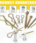 208Pcs Cotter Pin And Hairpin R Pin Assortment Kit With Zinc Plated Steel Fasteners In 11 Sizes displayed on white surface