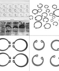 Circlip Set Kit 225 Pieces 18 Sizes Internal And External Snap Ring Retaining Rings All Purpose DIY Ready For Cylinders Automobiles Valves
