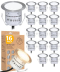16 Pack Recessed LED Deck Light Kits 12V Low Voltage Outdoor Step Lights IP67 Waterproof Warm White Landscape Lighting