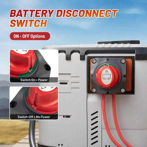 Heavy Duty On Off Battery Disconnect Switch For 12V To 48V 275A Continuous 455A Peak Automotive RV Marine Ignition Protected