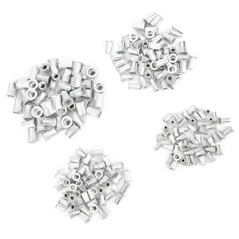 Genuine Aluminum Rivet Nut Kit Featuring 200 Piece Assorted M3 And M6 Threaded Blind Fasteners in silver for automotive tasks.