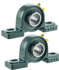 Two Pack Pro Grade Pillow Block Mounted Ball Bearing UCP205 With 25mm Bore Self Aligning Cast Iron Housing