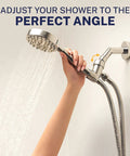 Solid Metal Handheld Shower Head Holder In Brushed Nickel Adjustable Wand Mount With Universal Wall Hook Bracket And Brass Pivot Ball