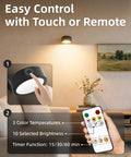 Cordless Led Wall Sconce With Rechargeable Battery Dimmable Touch And Remote Controls Three Warm To Cool Temperatures 360 Degree Rotation Zero Drilling Renter Ready Upgrade That Goes Hard For Bedroom Bedside Vibes Black Pack Of Two with touch control and remote displayed