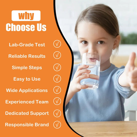 No Fuss Straight Up Accurate Lead Water Test Kit For Drinking Water Safety At Home With Quick Ten Minute Results; child drinking water.