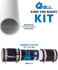 QwikFix 2-Inch Pipe Repair Kit for Plastic, Cast Iron and Steel pipes with couplings and measurement guide