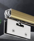 Hidden Sliding Glass Door Track Hardware Kit with Silent Rollers, Aluminum Track Rails, Close-up View