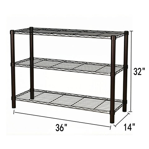 Heavy Duty Wire Shelving Units 36W By 14D By 32H Metal Storage Display Shelves With NSF Certification, 250 Lbs Per Tier Capacity, Rust Resistant Coated Finish, Easy Assembly For Garage Basement Workshop, Pro Grade Durable Steel Frame, 36x14x32 in black wire rack