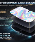 Kick Summer Heat To The Curb With This Sick Reflective Laser Windshield Sun Shade For Tesla Cybertruck Plus Cyberbeast 2023 Through 2026 featuring multi-layer design for heat and UV protection.
