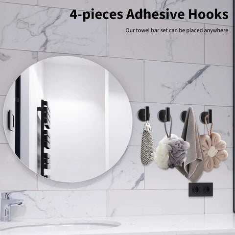 Matte Black 10 Piece Bathroom Hardware Set With 24 Inch Towel Bar 18 Inch Towel Rack Robe Hook And Toilet Paper Holder on wall