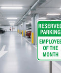 12 By 18 Inches Employee Of The Month Parking Signs 2 Pack Reflective Aluminum Waterproof Fade Resistant Heavy Duty Outdoor Reserved Parking Signage With UV Protected Finish in garage