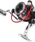 Close-up of Beast Metal Spinning Reel With 13 Plus 1 Ball Bearings And 5.0 To 1 Gear Ratio, foldable rocker arm visible