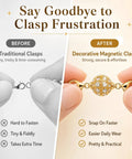 Comparison of traditional clasps and a decorative magnetic clasp from the 12 Pack Magnetic Necklace Clasp Extenders In Gold And Silver Easy Lobster Closure Converters For Necklaces And Bracelets Must Have For Effortless Jewelry Switching For Women Seniors Everyday.