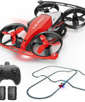 Dual Mode Mini Indoor Drone And Flying Car For Kids 8 12 With 24 Track Set 360 Flips Altitude Hold Jump Fly Railcar Race And Two Batteries For Indoor Fun with remote and track layout