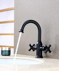 Matte Black Two Handle Bathroom Sink Faucet With 360 Degree Swivel Spout For 1 Hole Vanities Drip Free Ceramic Cartridge