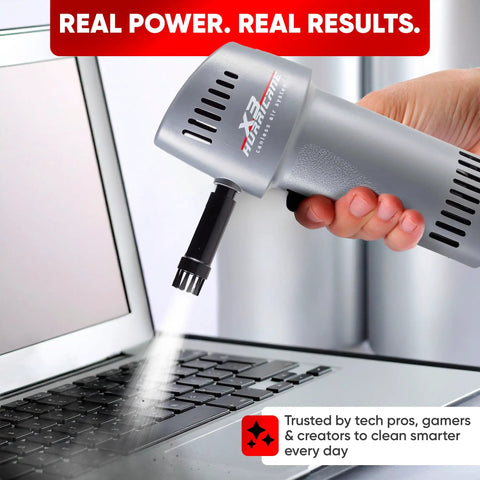 Cordless Compressed Air Duster With Adjustable Speed Up To 260 MPH, Rechargeable And Made In USA, Ideal For Computers And Electronics, Includes Five Attachments And Extended Warranty, Powerhouse Cleanup For Delicate Tech