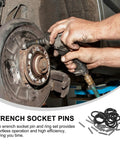 Premium 50 Pc Rubber Retaining Rings For Wrench Socket Pins That Lock Screws Tight in use on a vehicle wheel hub.