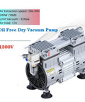 Heavy Duty Oil Free Vacuum Pump For Industrial Air Extraction And Filtration Quiet Negative Pressure Suction Test Room 130L showing motor and air inlet.
