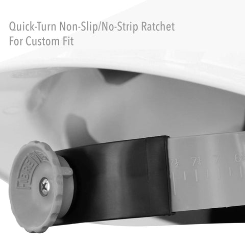 Supereight Thermoplastic Full Brim Hard Hat With 8 Point Ratchet Suspension White Safety Helmet close-up of ratchet system