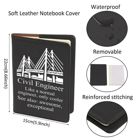 Civil Engineer Notebook For Students And Pros A Funny Engineering Gifts Journal A5 leather cover with bridge design