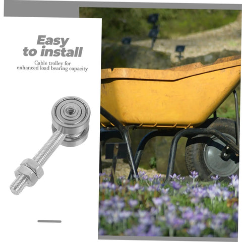 4Pcs Heavy Duty Sliding Door Rollers With Double Wheel Pulley Bearings Built Tough For Smooth And Silent Operation Sturdy Steel Construction Easy Install For Patio Doors And Large Windows Glides Like A Dream While Handling Heavy Loads Without Skipping A - Close-up of steel roller with bearing and threaded bolt assembly.