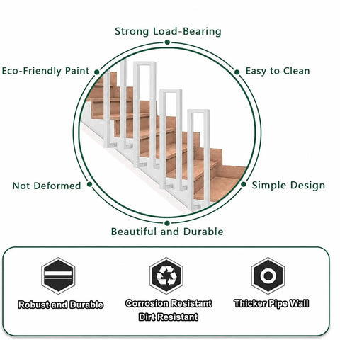 Heavy-Duty U-Shaped Stair Handrail For Indoor Steps featuring clean design on stairs with sturdy support and eco-friendly finish.