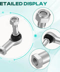 EZGO TXT Golf Cart Ball Joint Kit And Tie Rod End Set Fits 2001 Up 36V Electric Or Gas, Built Tough Right And Left Tie Rod Ends And Steering Back Outer Ball Joint 70695-G01 70902-G01 70902-G02 OEM Compatible, silver threaded metal ball joint