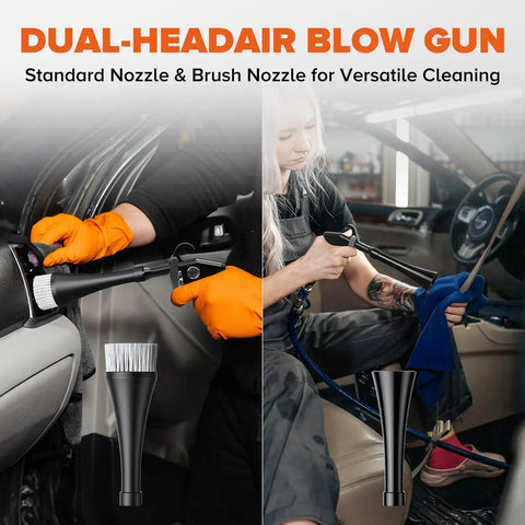 High Pressure Car Cleaning Gun For Detailin And Deep Interior Exterior Cleaning, Powerful Air Blower For Door Jambs, Dashboards, Cup Holders, Upholstery And Crevices, Quickly Busts Dirt, Dust, And Grease, dual-head nozzle