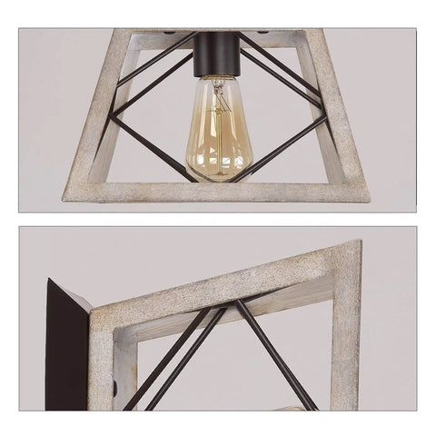 Rustic Farmhouse Flush Mount Ceiling Light Fixture With Wrought Iron Oak White Accents And ORB Details showcasing bulb and metal frame