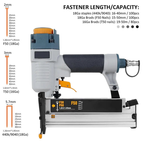 Pro Grade Pneumatic Brad Nailer For Professional Carpentry Hella Reliable Build Slick Depth Adjustment Ergonomic Grip 16 18 Gauge Air Powered Fastening Tool Straight Shooter