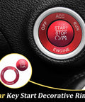 Red Aluminum Push Start Button Cover With Metal Ring For Car Interior, Engine Start Stop Switch Knob Cap Decor