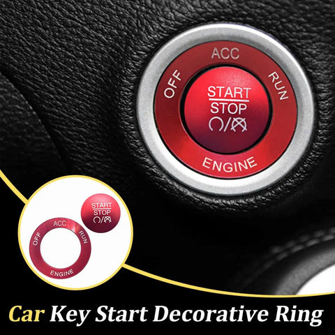 Red Aluminum Push Start Button Cover With Metal Ring For Car Interior, Engine Start Stop Switch Knob Cap Decor