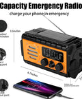 Emergency Weather Radio With Hand Crank And Solar Charging NOAA Alerts SW AM FM Survival Radio 20000mAh Battery with phone