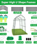 Tall Garden Arch Trellis for Climbing Plants assembly kit with metal frames, connectors, gloves, and scissors on grass.