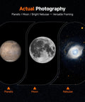 WiFi Telescope Camera With 30 Second Exposure IMX662 Sensor captured images of planets, moon, and nebulae.